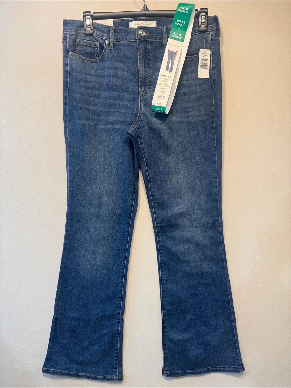 Vintage America Ladies' Bootcut Jean Mid-Rise Stretch Denim nwt